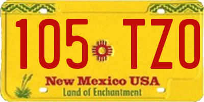 NM license plate 105TZO