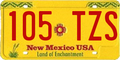 NM license plate 105TZS