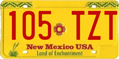 NM license plate 105TZT