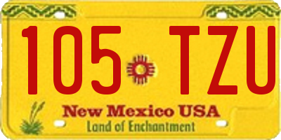 NM license plate 105TZU
