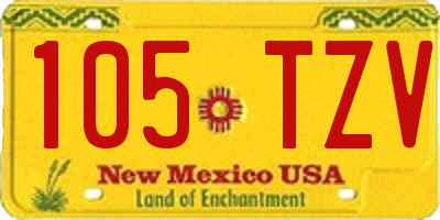 NM license plate 105TZV