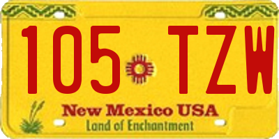 NM license plate 105TZW