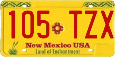 NM license plate 105TZX