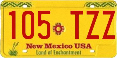 NM license plate 105TZZ