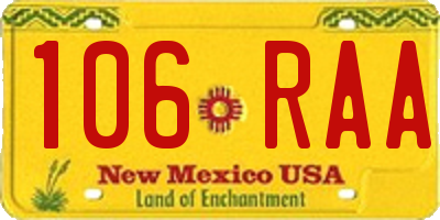 NM license plate 106RAA