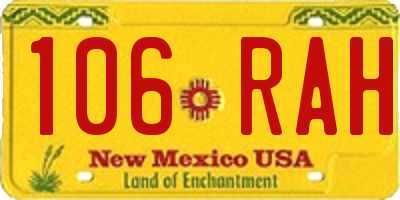 NM license plate 106RAH