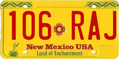 NM license plate 106RAJ