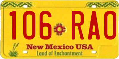 NM license plate 106RAO