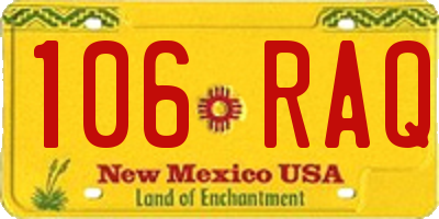 NM license plate 106RAQ