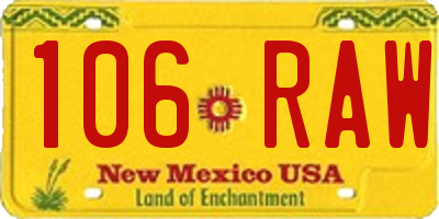 NM license plate 106RAW
