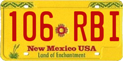 NM license plate 106RBI