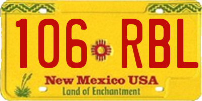 NM license plate 106RBL