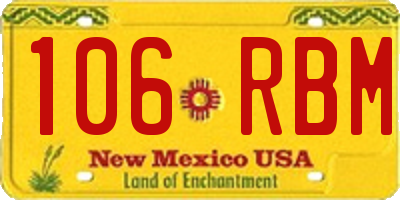 NM license plate 106RBM