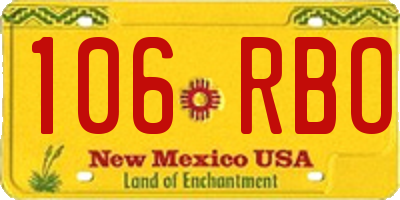 NM license plate 106RBO