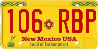NM license plate 106RBP