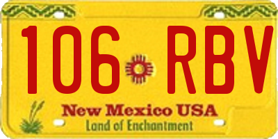 NM license plate 106RBV
