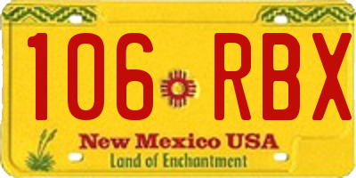 NM license plate 106RBX
