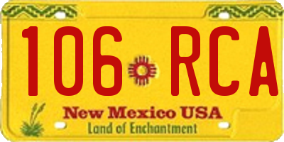 NM license plate 106RCA