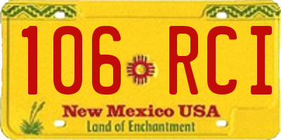 NM license plate 106RCI