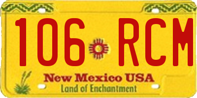 NM license plate 106RCM