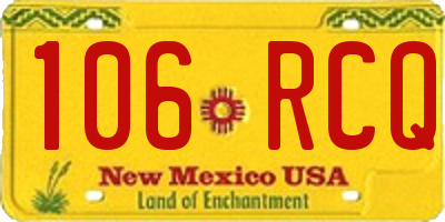 NM license plate 106RCQ