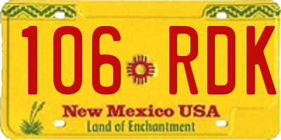 NM license plate 106RDK