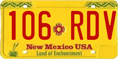 NM license plate 106RDV