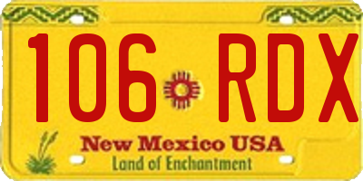 NM license plate 106RDX
