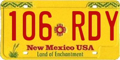 NM license plate 106RDY
