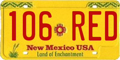 NM license plate 106RED