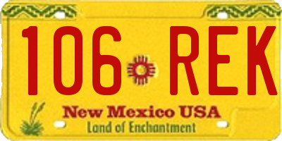 NM license plate 106REK