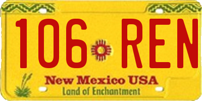 NM license plate 106REN