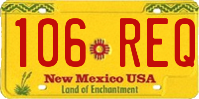 NM license plate 106REQ