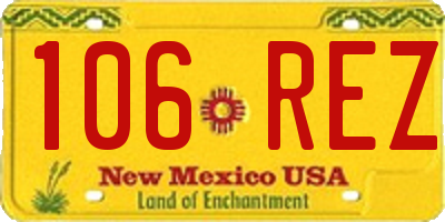 NM license plate 106REZ