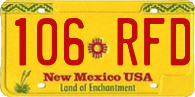 NM license plate 106RFD