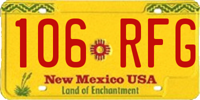 NM license plate 106RFG