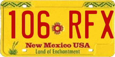 NM license plate 106RFX