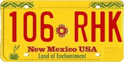 NM license plate 106RHK