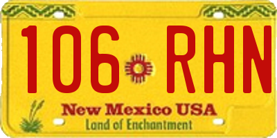 NM license plate 106RHN