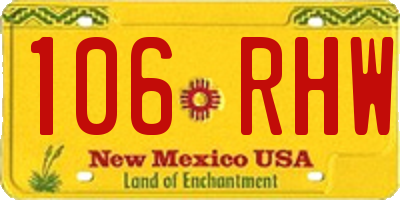 NM license plate 106RHW