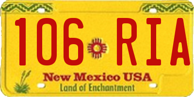 NM license plate 106RIA