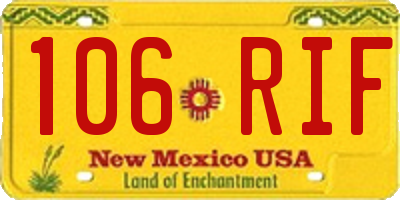 NM license plate 106RIF