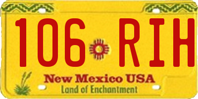 NM license plate 106RIH