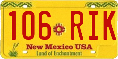 NM license plate 106RIK