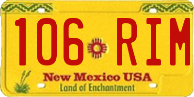 NM license plate 106RIM