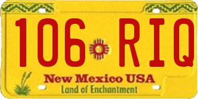 NM license plate 106RIQ