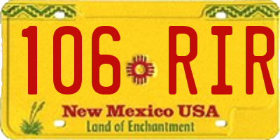 NM license plate 106RIR