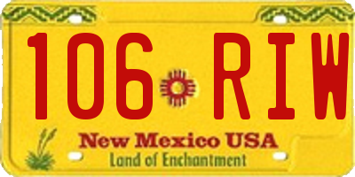 NM license plate 106RIW