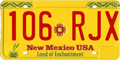NM license plate 106RJX