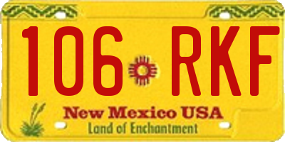 NM license plate 106RKF